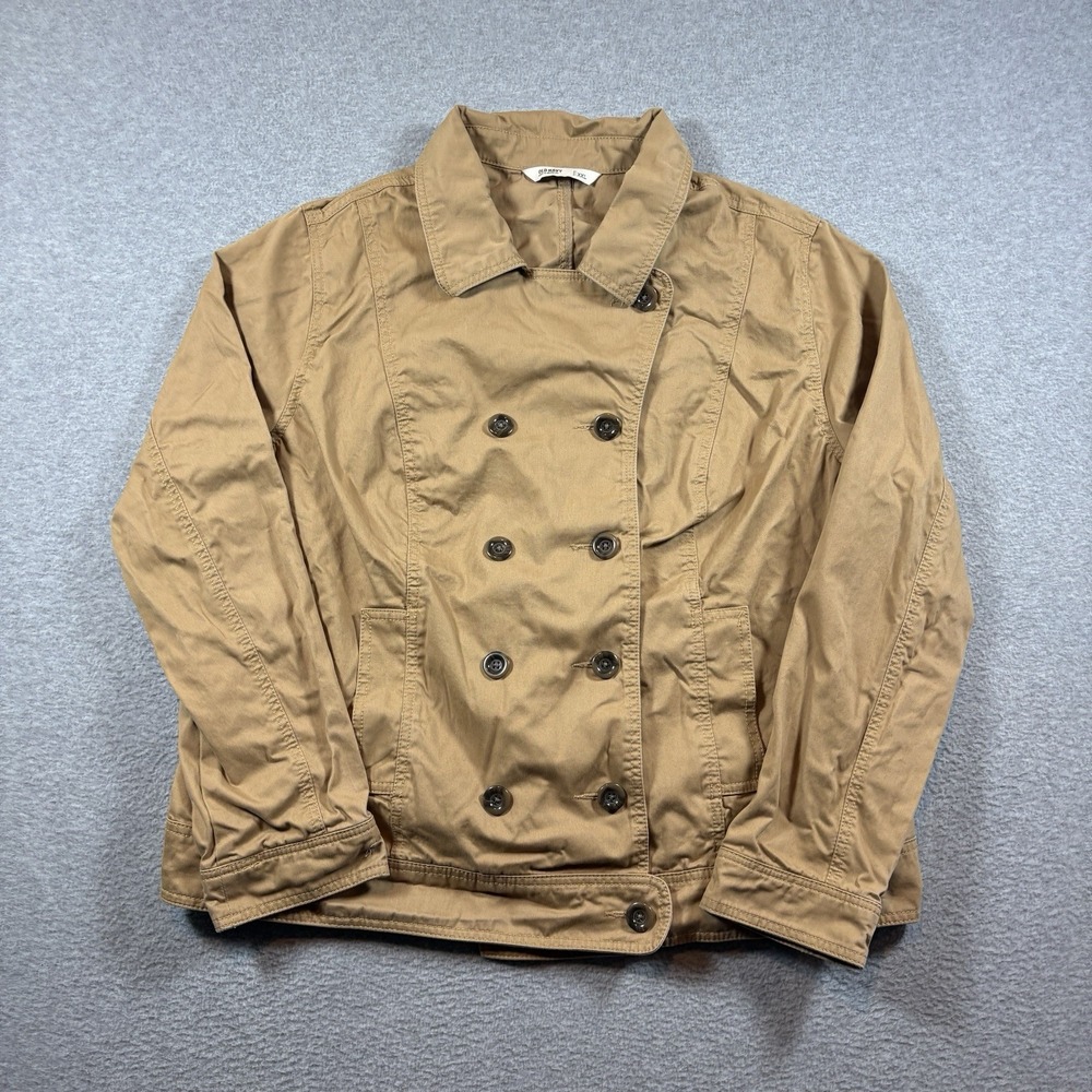 Old Navy Womens XXL Tan Cotton Double Breasted Pea Coat Jacket Khaki Utility